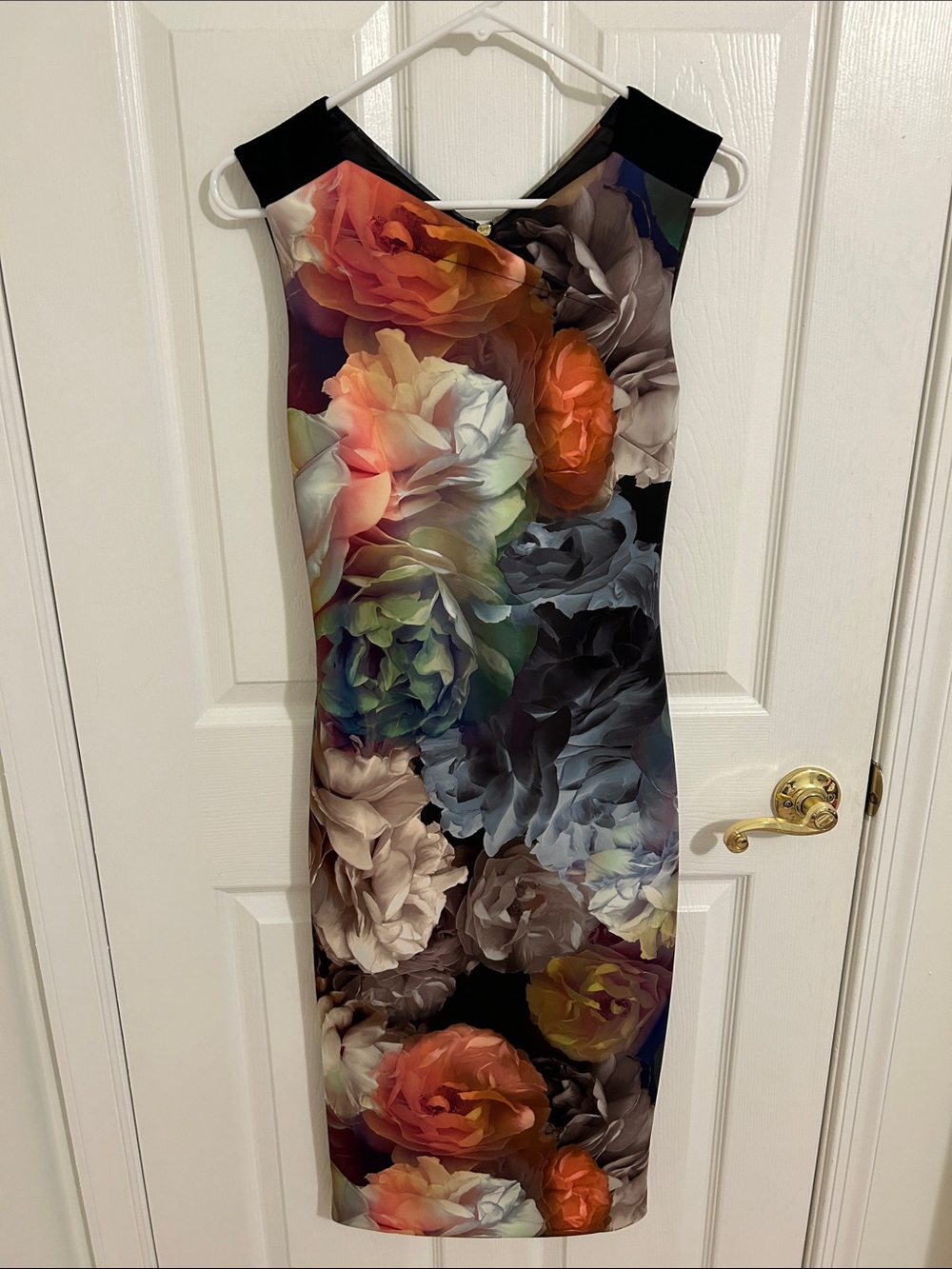 Ted Baker London Mayzi Technicolour Bloom Bodycon Dress New Ted Size 1, US 4 - Picture 3 of 12
